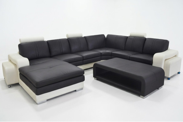 Leder Eck Sofa +USB,Couch Polster Sitz Möbel Garnitur Landschaft Modern Design