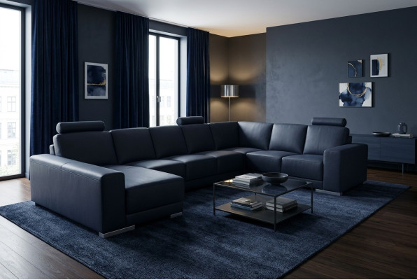 Ledersofa Couch Ecksofa Garnitur Design Modernes Sofa Wohnlandschaft UForm + USB