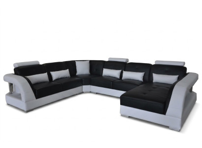 Design Leder Wohnlandschaft Eck Sofa Moderne Couch Ecke USB Neu Schwarz Garnitur