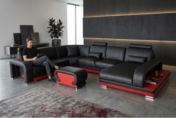 Sofa Ecksofa Design Polster Eckcouch Wohnlandschaft Eckgarnitur Couch UForm +USB