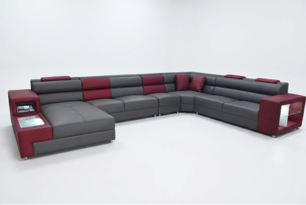 Extra Große Familien Sofa Couch Modern Wohnlandschaft Party Couchen Leder +USB