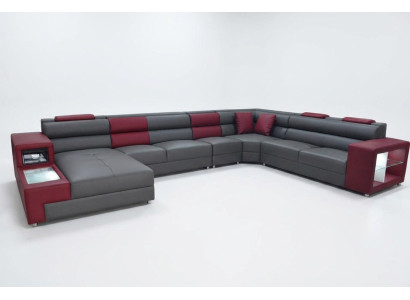 Extra Große Familien Sofa Couch Modern Wohnlandschaft Party Couchen Leder +USB