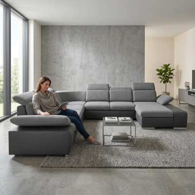 Ecksofa U-form Eckcouch mit Schlaffunktion Ecksofa Wohnlandschaft Sofa Couch Neu