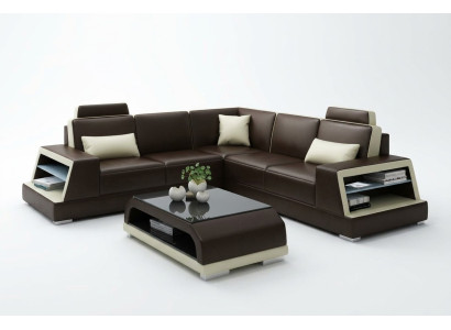Ecksofa L-Form G8045B Eck Sofa Polster Couch Sitz Ecke Leder Garnitur Moderne