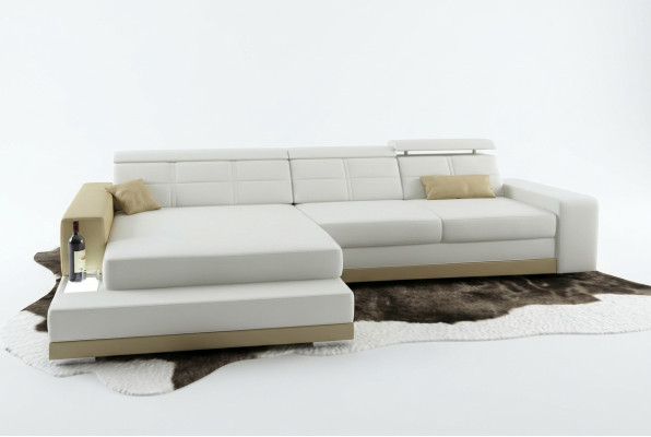 Ledersofa mit USB Wohnlandschaft Ecksofa Eck Garnitur Design Modern Sofa C4010B