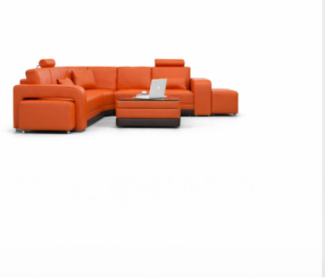 Ledersofa mit USB Wohnlandschaft Ecksofa Eck Garnitur Design Modern Sofa F3017B