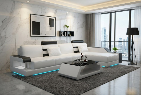 Ledersofa Maßfertigung Couch Wohnlandschaft Ecksofa Garnitur Design Sofa USB Neu
