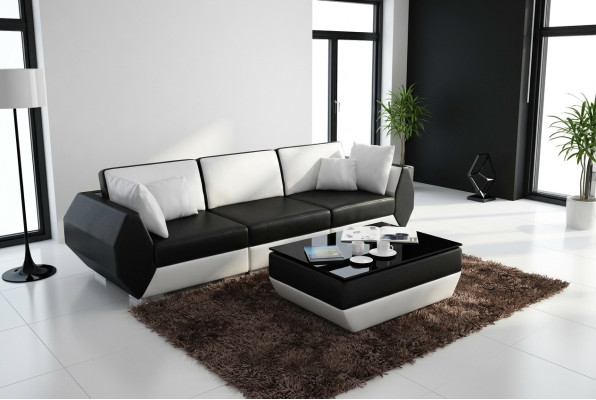 Ledersofa Couch Sofagarnitur 3+3 Sitzer Garnitur Design Modern Sofa Set USB Neu