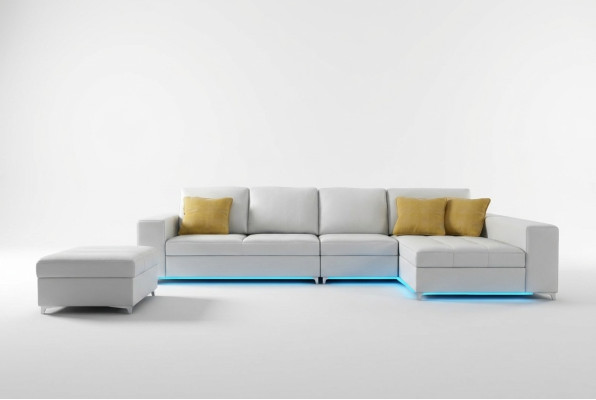 Ledersofa Sofa Couch USB Wohnlandschaft Ecksofa Garnitur Design Modern Neu K5005