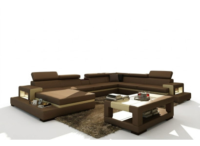 Ledersofa Sofa Ecksofa U Form Couch Wohnlandschaft Designer Sitz Ecke LEONARDO-B