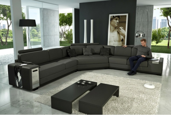 Ledersofa Ecksofa Sofa Couch Polster Designer Eckgarnitur Wohnlandschaft LimaS