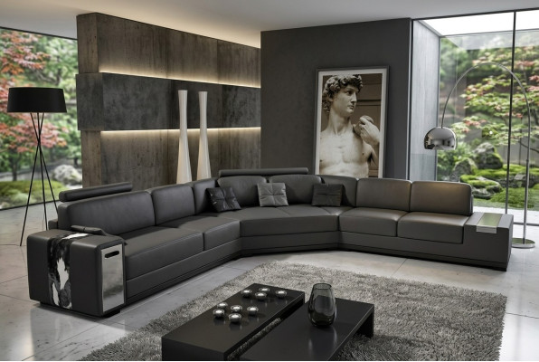 Ledersofa Ecksofa Sofa Couch Polster Designer Eckgarnitur Wohnlandschaft LimaS