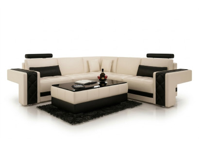 Ledersofa Couch Wohnlandschaft Ecksofa Eck Garnitur Design Modern Sofa L6010B
