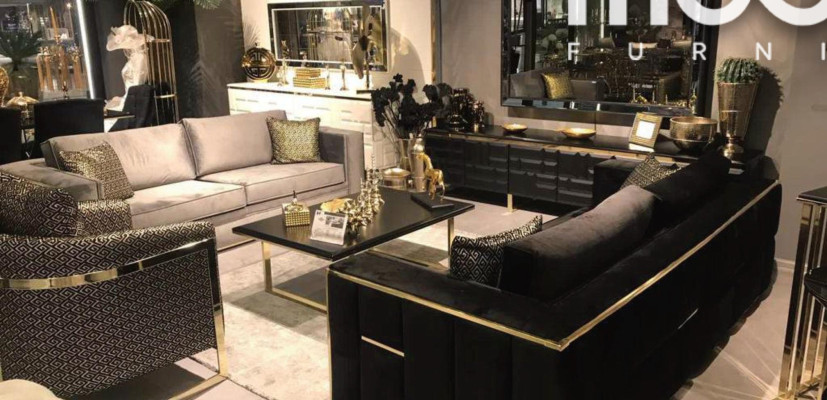 Design Couch Dreisitzer Polster Sofas Stoff Modern 3 Sitzer Couchen Samt Metall