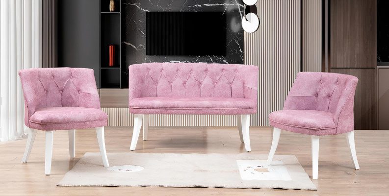 Rosa Chesterfield Stuhl Exklusiver Polsterstuhl Designer Sitzmöbel