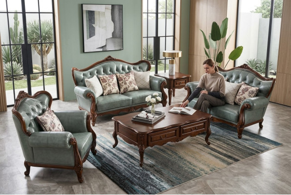 Sofagarnitur 3+2+1 Sitz Chesterfield Möbel Wohnzimmer Textil Sofa