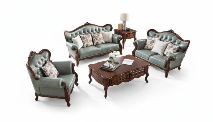 Sofagarnitur 3+2+1 Sitz Chesterfield Möbel Wohnzimmer Textil Sofa
