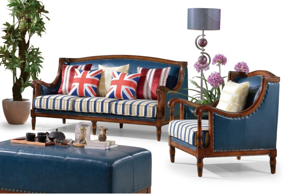 Amerikanische Möbel Sofagarnitur USA Set 3+1 Sitzer Dreisitzer Sessel