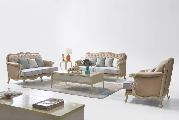 Rosa Möbel Sofagarnitur Sofa 3 2 1 Sitzer Wohnzimmer Design 3tlg.
