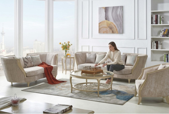 Hotel Möbel Einrichtung Sofagarnitur Stoff Sofa Klassischer Couch 321