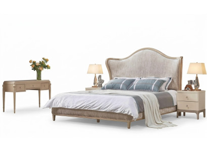 Luxus Modern Bett 2x Nachttische Betten Holz Bettgestell Schlafzimmer Silber Neu