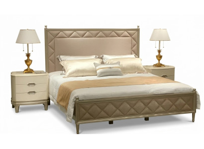 Schlafzimmer Bett Polster Design Möbel Luxus Doppel Beige Betten Leder