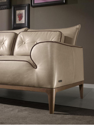 Luxus Garnitur Sofagarnitur 2+1 Sitz Sofa Sofas Sessel Leder 2tlg. PRIANERA