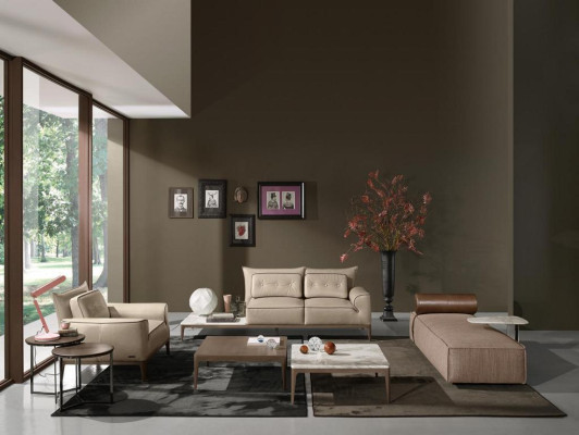 Luxus Chaiselongue Stoff Wohnzimmer Design Sofa Braun Möbel Couchen Prianera