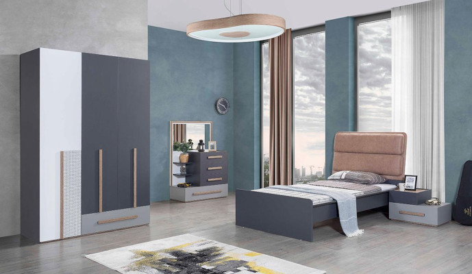 Kinderzimmer Set Bett Nachttisch Jugendzimmer Modern Design 6tlg.