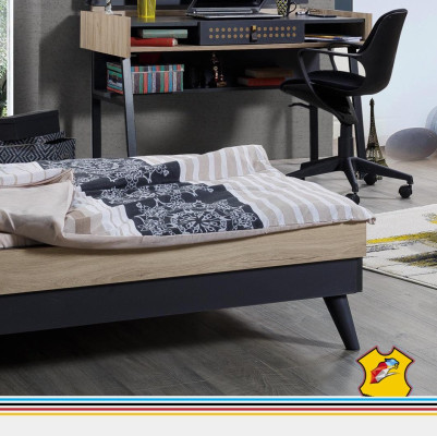 Bett Holz Betten Bettgestell Jugendzimmer Kinderzimmer Schwarz Einzelbett