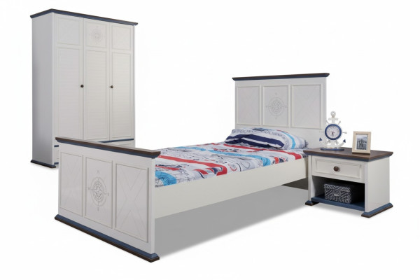 Jugendzimmer Bett Nachttisch Möbel Kleiderschrank Komplette 3tlg.