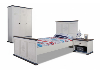 Jugendzimmer Bett Nachttisch Möbel Kleiderschrank Komplette 3tlg.