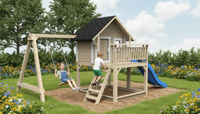 Spielplatz Baumhaus Rutsche Kinder Hütte Spielturm Holzhaus Kinder Holz
