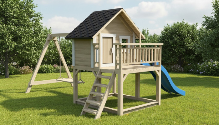 Spielplatz Baumhaus Rutsche Kinder Hütte Spielturm Holzhaus Kinder Holz