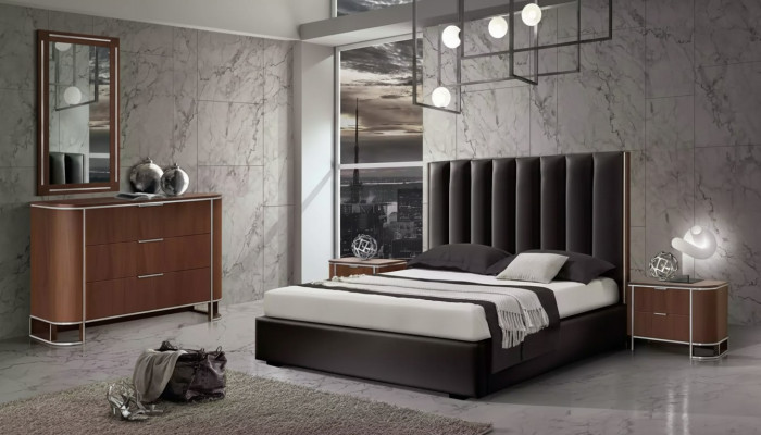 Schlafzimmer Komplett Set Bett 2x Nachttische Kommode 5 tlg Neu Design
