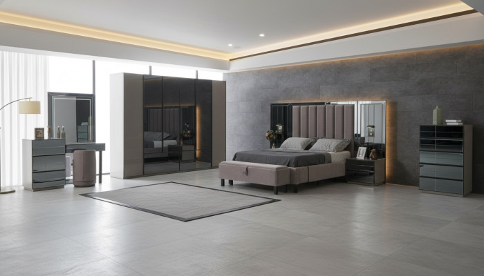 Luxus Schlafzimmer 8tlg Set Komplettes Zimmer Möbel Bett Nachttisch Schrank Neu
