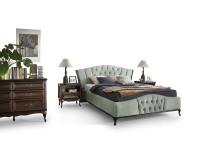 Grünes Chesterfield Bett mit Holz Schlafzimmer Möbel Betten Königlich