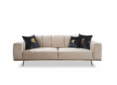 Moderne Sofa 4 Sitz Design Wohnzimmer Polster Holz Polster Moderne Luxus