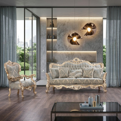 Sofagarnitur Klassische Luxus Sofas Sessel Wohnzimmer set 3+1 Sitz Chesterfield