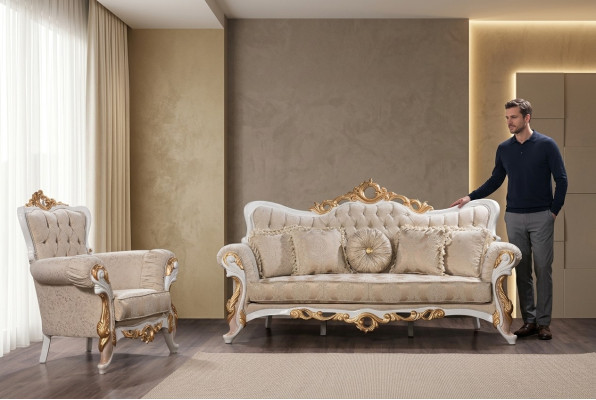 Sofagarnitur 3+1 Sitzer Set Design Sofas Polster Couchen Leder Relax Klassiker