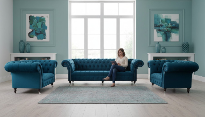 Sofa Couch Textil Polster Sitz 2+1+1 Sitzer Garnitur Design Sofas