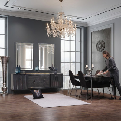 Luxus Esszimmer Set Esstisch + 6x Stühle Designer Set Essgruppe Garnitur