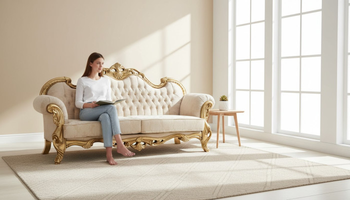 Sofa 3 Sitz Stoff Dreisitzer Sofas Luxus Wohnzimmer Chesterfield Barock