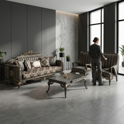 Bequeme Sofagarnitur 3+1+1 Sofa  mit Couchtisch 4tlg. Set Gruppe Polster