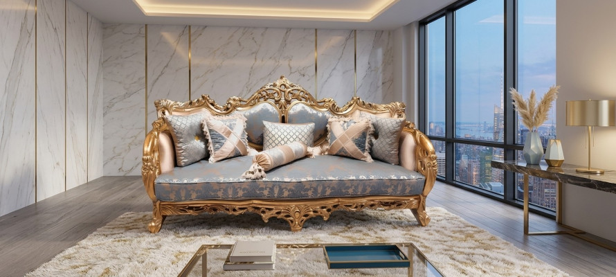 Klassische Dreisitzer Barock Couch Französische Möbel Einrichtung 3er