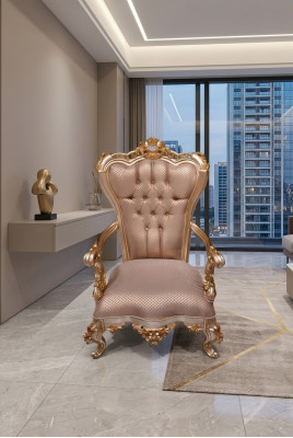 Beiger Chesterfield Sessel Antik Stil Stühle Lehnstuhl Barock Rokoko Möbel