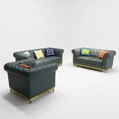 Chesterfield Wohnzimmer Couch Sofa Set Luxus Garnitur 3+2+1 Gruppe Neu