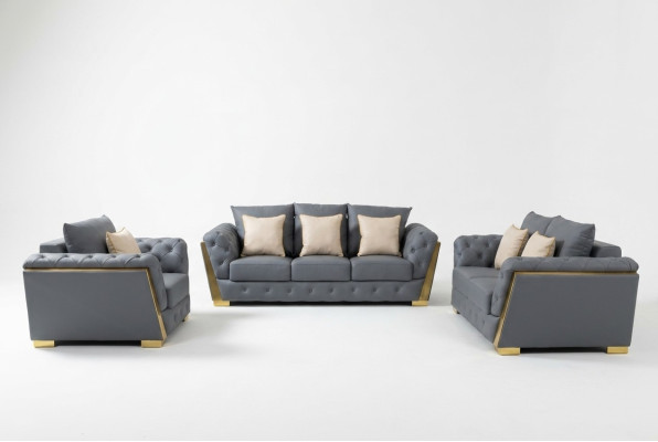 Sofagarnitur Chesterfield Couch Set 3+2+1 Stoff Sofa Couchen 3tlg. Möbel