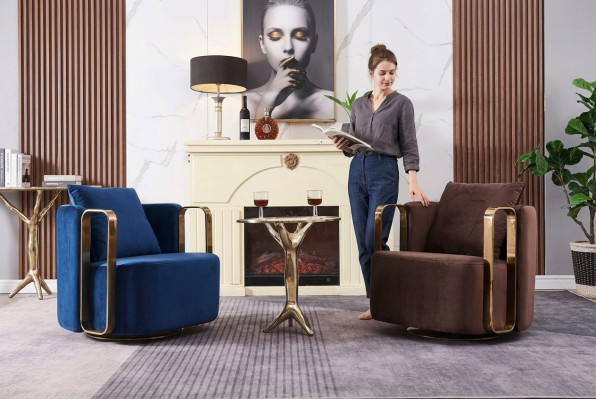 Runder Sessel Couch Edelstahl Rundsessel Wartezimmer Design Möbel