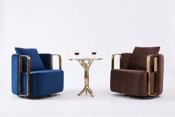 Runder Sessel Couch Edelstahl Rundsessel Wartezimmer Design Möbel